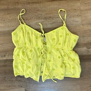 Green Eyelet Crop Top